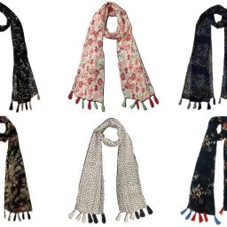 Floral Print Chiffon Women Multicolor Scarf, Stole, Fancy Scarf-image-54