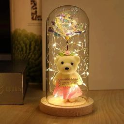Galaxy Rose Flowe Crystal Rose GIFT ROSE TEDDY WITH ROSE Table Lamp-21
