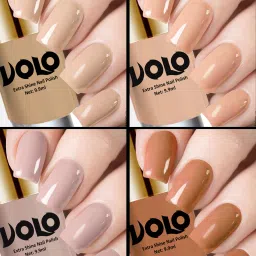 HD Colors High-Shine Long Lasting Non Toxic Professional Nail Polish Set of 4 Nude Tude-18