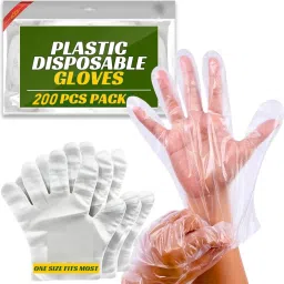 200 Pieces Plastic Disposable Gloves, for Cleaning, [ One Size Fits Most ] Wet and Dry Glove Set-image-12