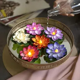 Lotus Candle/MultiColor floating lotus with light Multicolor Candle-4