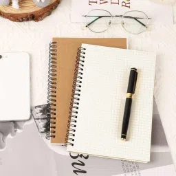 2 Pack A5 Grid Spiral Notebook, Kraft Cover 5mm Square Grid/Gridded Pages, A5 Notebook Square Grid 160 Pages-image-3