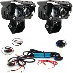 S-19 Dual Color Fog Light With Wiring Kit Fog Lamp Motorbike LED (12 V, 80 W)-3