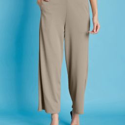 Women Relaxed Beige Lycra Blend Trousers-image-2