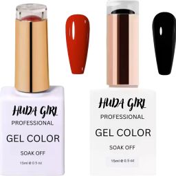 GEL COLOUR Combo Pack of 2 – Red & Black UV Gel Nail Polish | Glossy, RED, BLACK-image-75