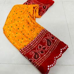 Printed Bandhani Georgette Saree-image-34