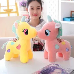 Pink & Yellow Unicorn Teddy Bear for Kids, Girls & Children Playing Toys in Size of 26 cm Long, Set of 2 - 26 cm-16