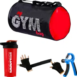 20 L Gym Duffel Bag - My gym bag duffel bag hand gripper hand 2 in 1 gloves new combo Gym Duffel Bag - Red, Blue-image-94