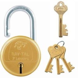 NAVTAL BRASS LOCK 7 LEVERS (4 KEYS ) Padlock-picture-20