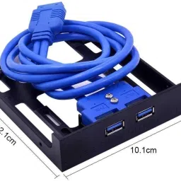 WiredCom USB 3.0 Front Panel Hub 2 Port Expansion Bay 20 Pin to USB3.0 60cm Bracket Lan Adapter image 2