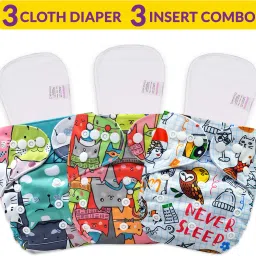 Cloth Diapers for Babies, Washable Reusable, Adjustable Sizes (Pack of 3 Combo) (3 Dry Feel Inserts Included) 3II-picture-6