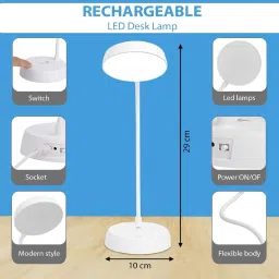 akr Powerful Rechargeable Emergency Touch Sensor On/Off Study Lamp USB Desk Study Lamp image 4