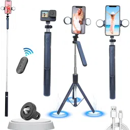 Hold up Super Long Selfie Stick Tripod with led dual light Upto 67 inch/170 cm Tripod Bluetooth Selfie Stick-13
