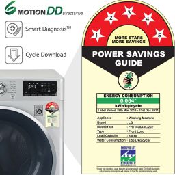lg 8 kg with Steam,inverter Fully Automatic Front Load with In-built Heater Silver image 2
