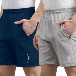 Pack of 2 Solid Men Multicolor Sports Shorts-image-68
