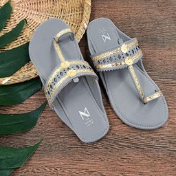 THE MADRAS TRUNK Women Leather Braided Handcrafted Kolhapuri one toe Flats-image-49