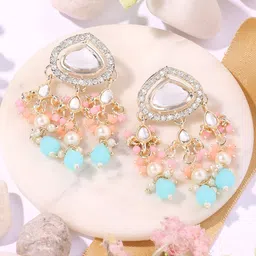 Zaveri Pearls Gold-Plated Contemporary Chandelier Drop Earrings-60