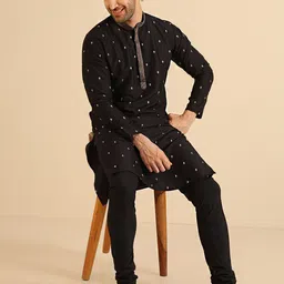KISAH Floral Embroidered Sequinned Straight Kurta With Churidar-image-56