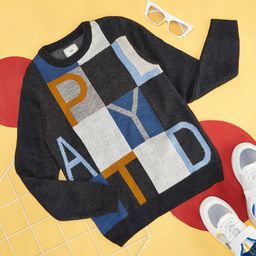 Pantaloons Junior Boys Charcoal & Blue Typography Acrylic Printed Pullover-picture-32