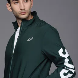 ASICS Men Navy Blue Solid Lightweight Sporty Running Jacket with Print Detail-picture-5