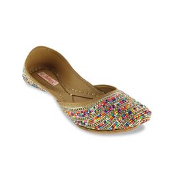 Fulkari Women Silver-Toned Embellished Leather Mojaris-picture-31