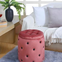 Shadowkart Pink & Black Wooden Cylindrical Ottomans-55