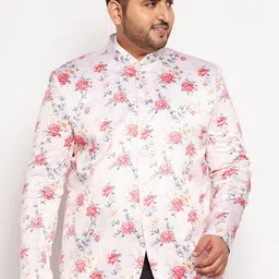 VASTRAMAY Men Peach Colored Printed Plus Size Jodhpuri Blazers-2