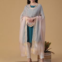 SHINGORA Pink & Gold-Toned Dupatta with Zari-54