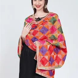 Moda Chales Embroidered Phulkari Chiffon Dupatta-picture-52