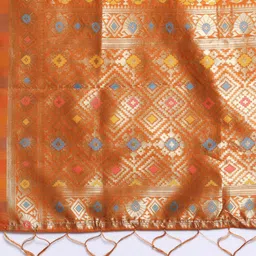 Dupatta Bazaar Rust & Blue Ethnic Motifs Woven Design Dupatta with Zari image 2