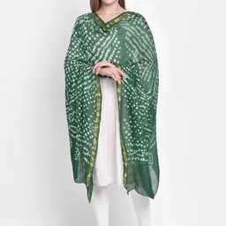 Dupatta Bazaar Printed Bandhani Dupatta With Zari image 5