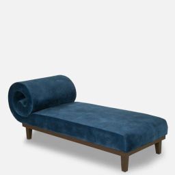 casacraft from pepperfry Lisa Velvet Chaise Lounger in Blue Colour-picture-44