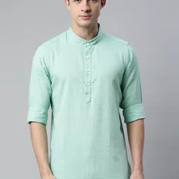 Cross Court Band Collar Pure Cotton Straight Short Kurta-33