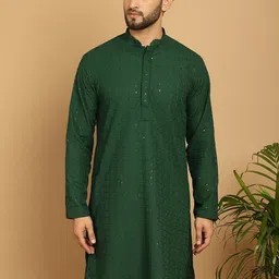 Armaan Ethnic Geometric Embroidered Sequinned Pure Cotton Kurta-picture-16