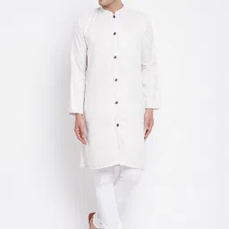 even Men White Solid Open Front Kurta-picture-2