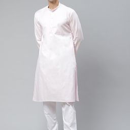 MANQ Men Pink Chikankari Kurta-image-8