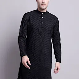 Jompers Mandarin Collar Embroidered Chikankari Cotton Kurta-image-18