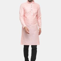 Sayesha Men Pink Solid Cotton Kurta-image-55