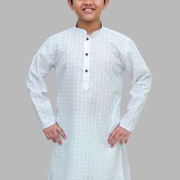 BAESD Boys Geometric Embroidered Chikankari Kurta-12