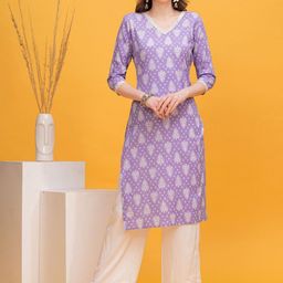 Vilgi Women Ethnic Motifs Printed Chikankari Kurta-picture-28