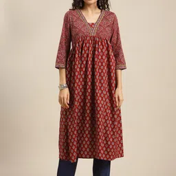 Varanga Women Maroon Ethnic Motifs Printed Kurta-picture-30