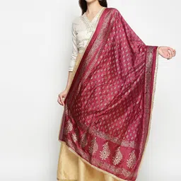 Dupatta Bazaar Burgundy & Gold-Toned Ethnic Motifs Printed Khari Print Dupatta-23