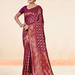 Anouk Ethnic Motifs Woven Design Zari Pure Cotton Chanderi Saree-picture-22