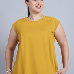 Baawri Solid Cap Sleeves A-Line Top-52