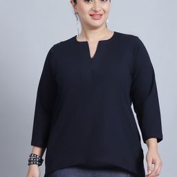 Baawri Solid Notch Round Neck Cotton Top-image-58