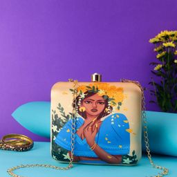 Sangria Printed Box Clutch With Shoulder Strap-image-67