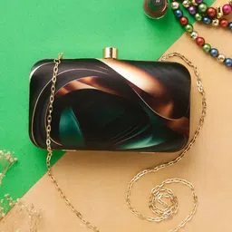 Sangria Black Abstract Printed Box Clutch-picture-28