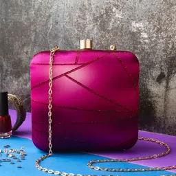 Sangria Pink Printed Box Clutch-picture-31