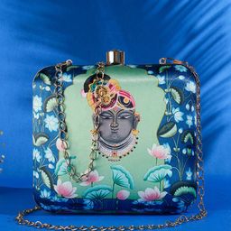 Sangria Green Printed Box Clutch-36