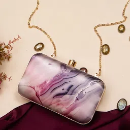 Sangria Purple Printed Box Clutch-10